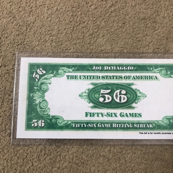 NEW!💯 LEGENDARY JOE DIMAGGIO VINTAGE MLB⚾NOVELTY NOTE w/NEW! PROTECTIVE PLASTIC - Picture 6 of 7